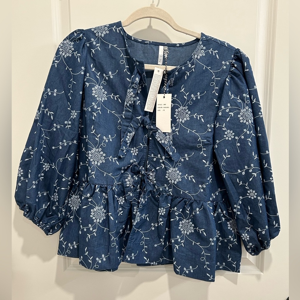 Kaktus Navy Floral Blouse
